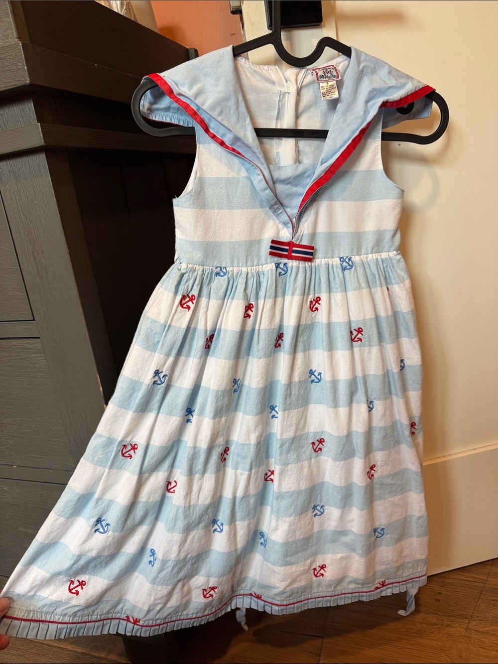 Cotton Kids Nautical Striped Sailor Dress for Girls